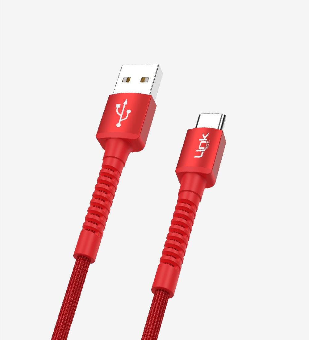 K552 Safe 3A Örgülü Metal Başlı USB Tip-C Şarj Kablosu