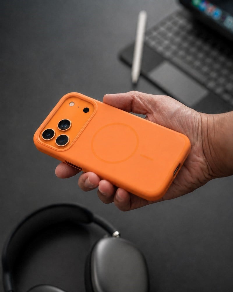 Koen iPhone 17 Pro Uyumlu MagSafe Kılıf – Kablosuz Şarj Destekli, Köşe Koruma Darbe Emici, Şeffaf Mat Premium Telefon Kılıfı, Orange