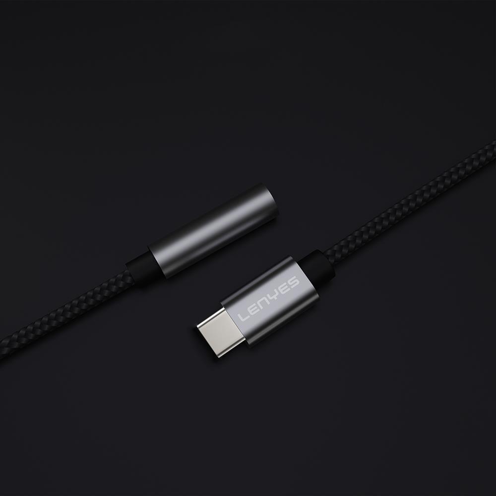 Lenyes AX105 Type-C to 3.5mm Aux Çevirici Örgülü Ses Adaptörü