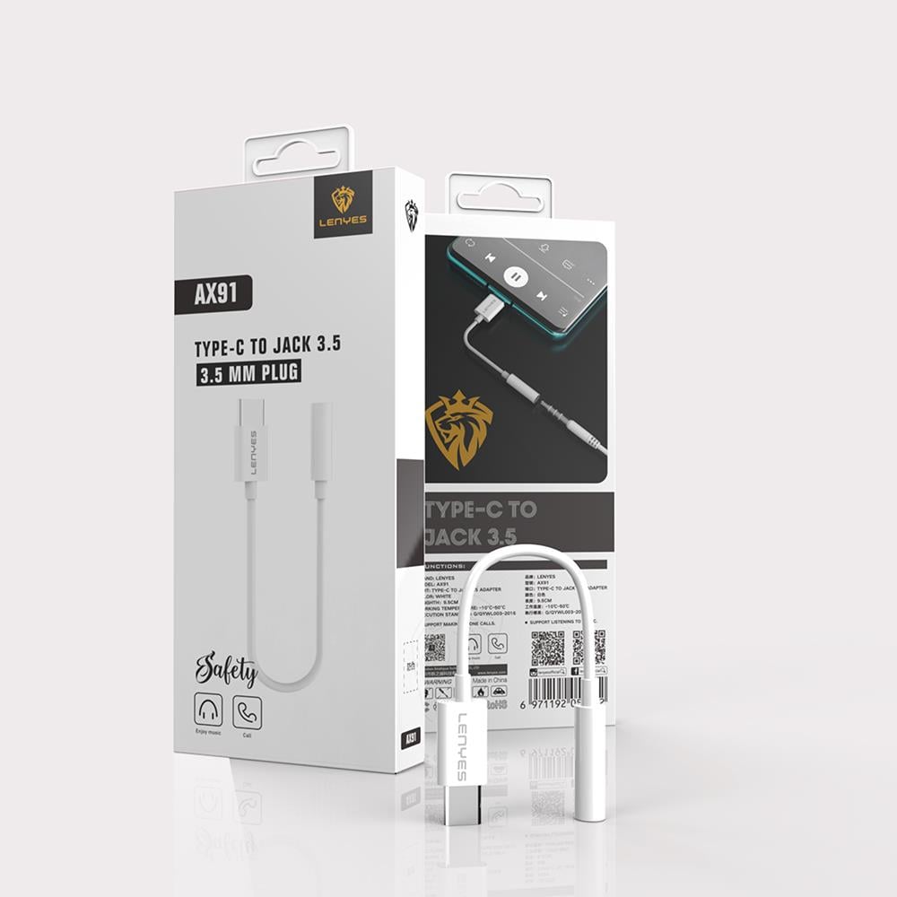 Lenyes AX91 Type-C to 3.5mm Hi-Fi Aux Çevirici Ses Adaptörü