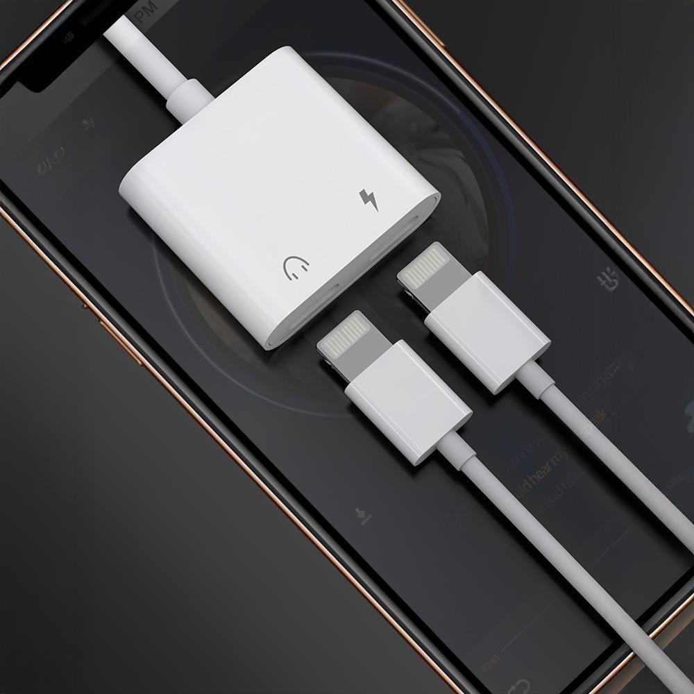 Lenyes AX92 Lightning to Lightning 2in1 Şarj ve Kulaklık Dönüştürücü Adaptör