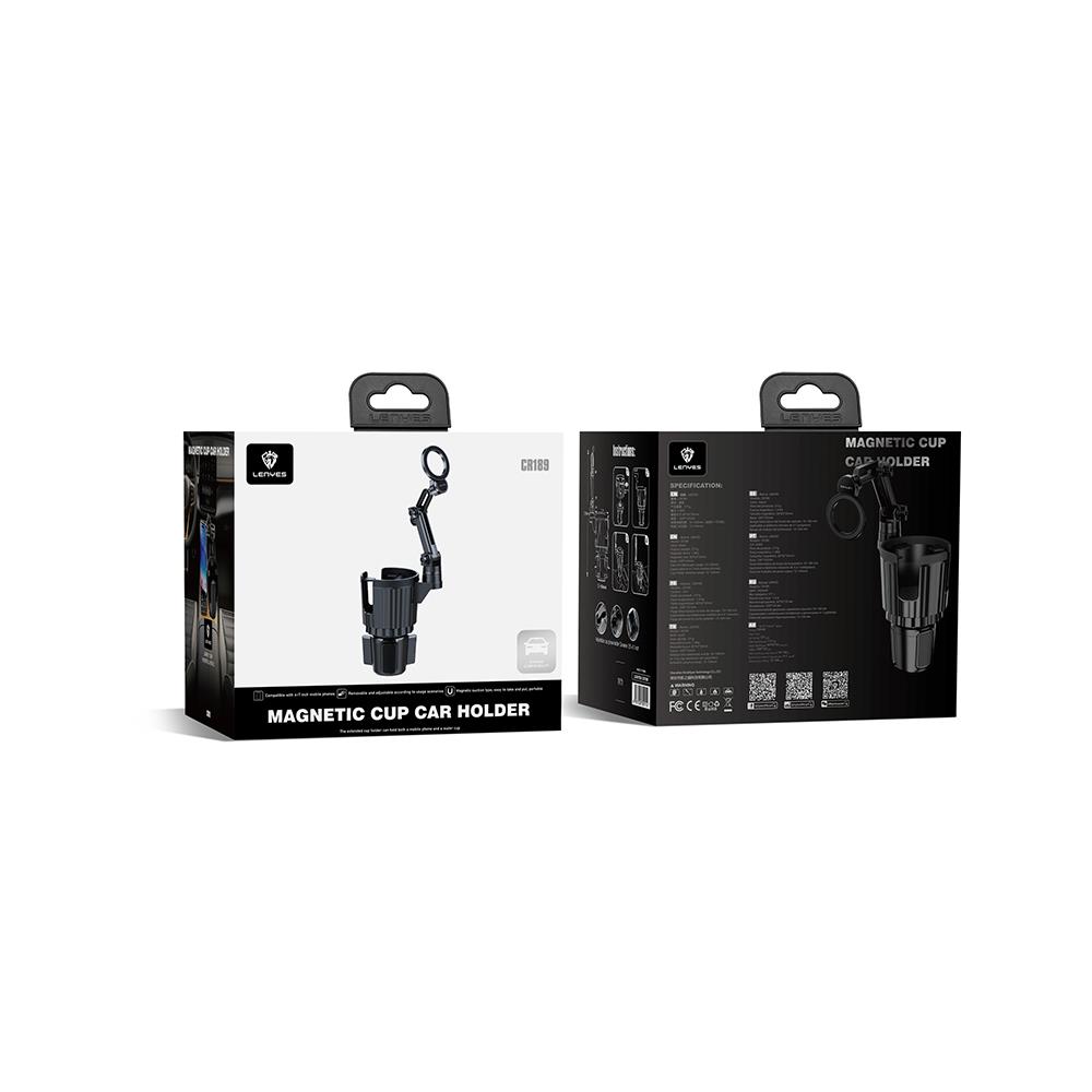 Lenyes CR189 360 Derece Dönebilen 2 in 1 Araç Telefon Tutucu ve Bardak Tutucu