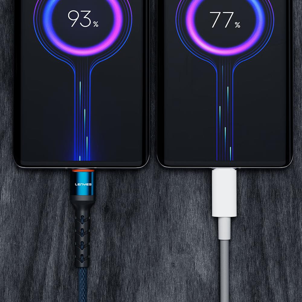 Lenyes LC515 USB-A to Lightning Hızlı Şarj Özellikli Örgülü Data ve Şarj Kablosu 3A 1M