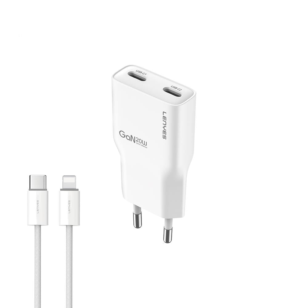 Lenyes LCH15-EU TC-L Type-C to Lightning GaN Teknolojili PD Hızlı Şarj Özellikli Şarj Seti 20W