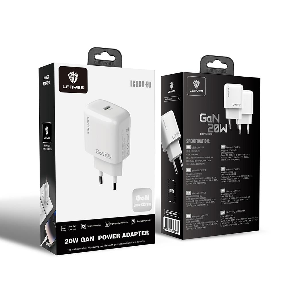 Lenyes LCH90 Type-C GaN Teknolojili PD Hızlı Şarj Özellikli Şarj Başlığı 20W