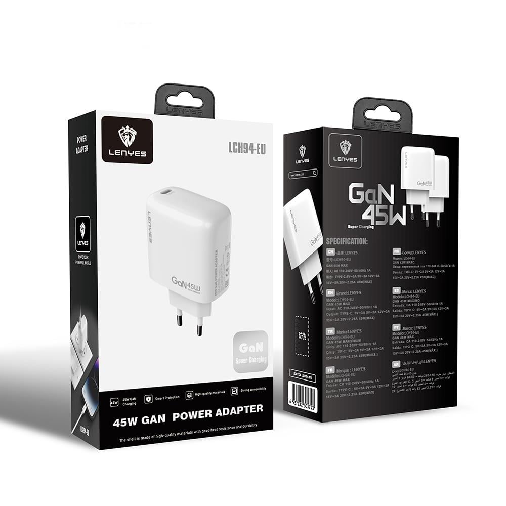 Lenyes LCH94 Type-C GaN Teknolojili PD Hızlı Şarj Özellikli Şarj Başlığı 45W