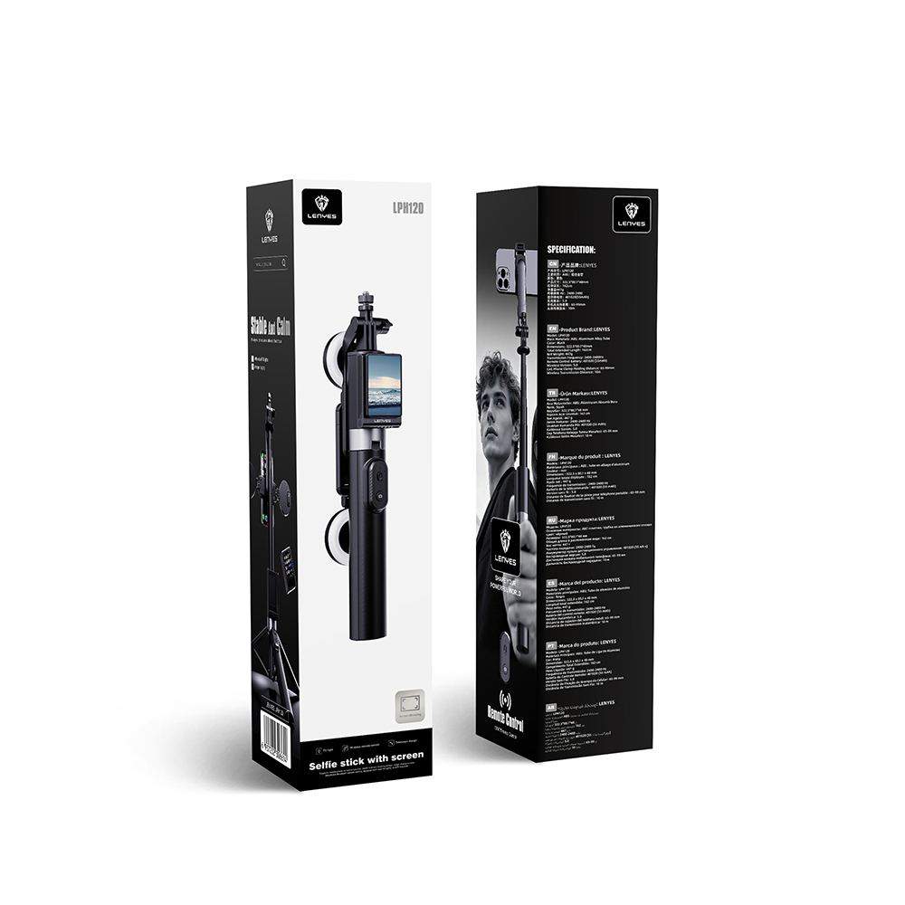Lenyes LPH120 Uzaktan Kumandalı Çok Fonksiyonlu Sabitleyici Ekranlı Tripod ve Selfie Çubuğu