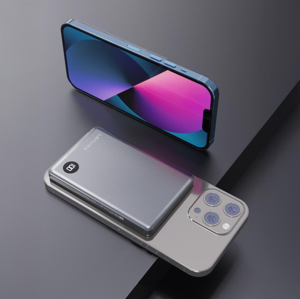 Lenyes PW037D Ultra İnce Dijital LED Ekranlı Wireless Powerbank 5000mAh
