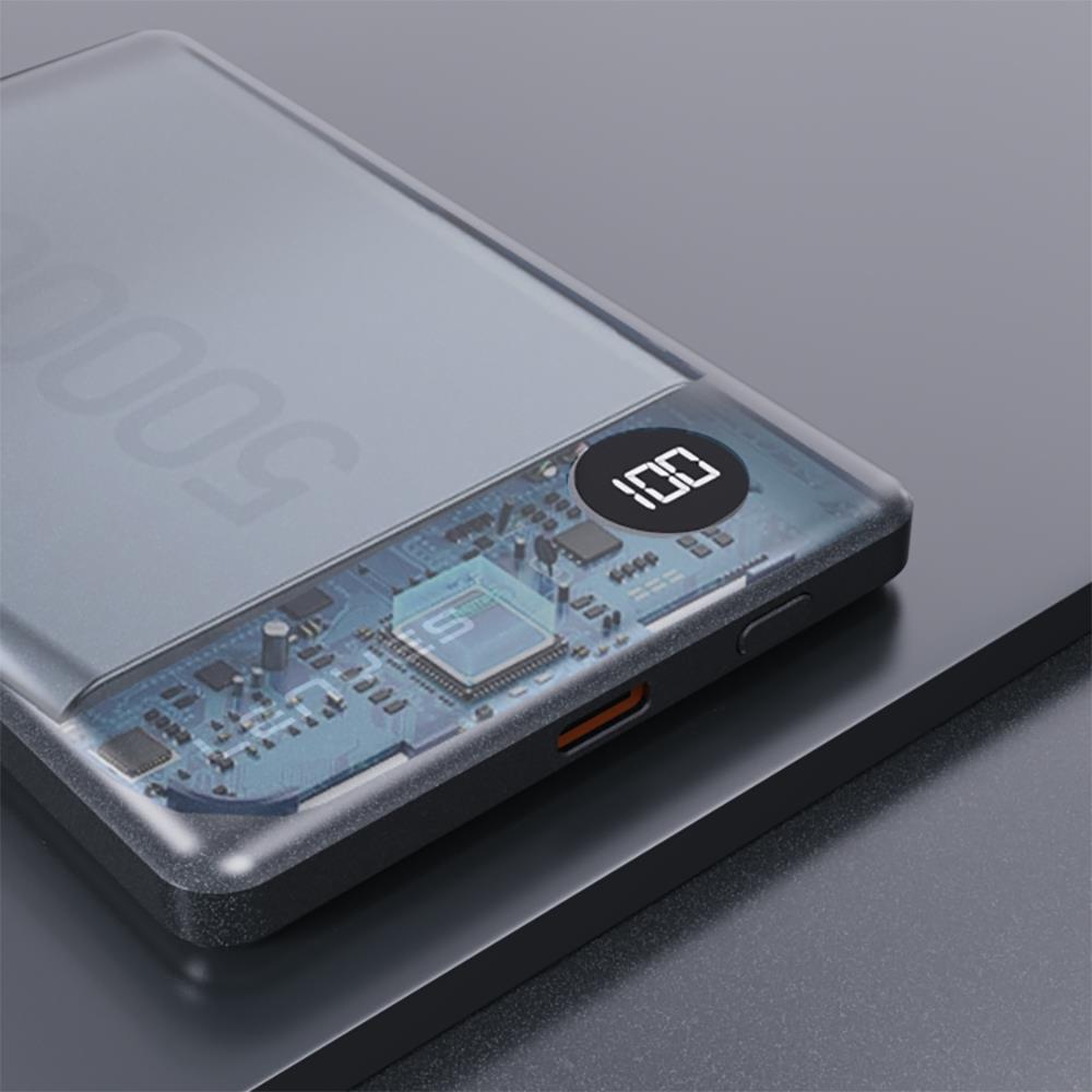 Lenyes PW037D Ultra İnce Dijital LED Ekranlı Wireless Powerbank 5000mAh
