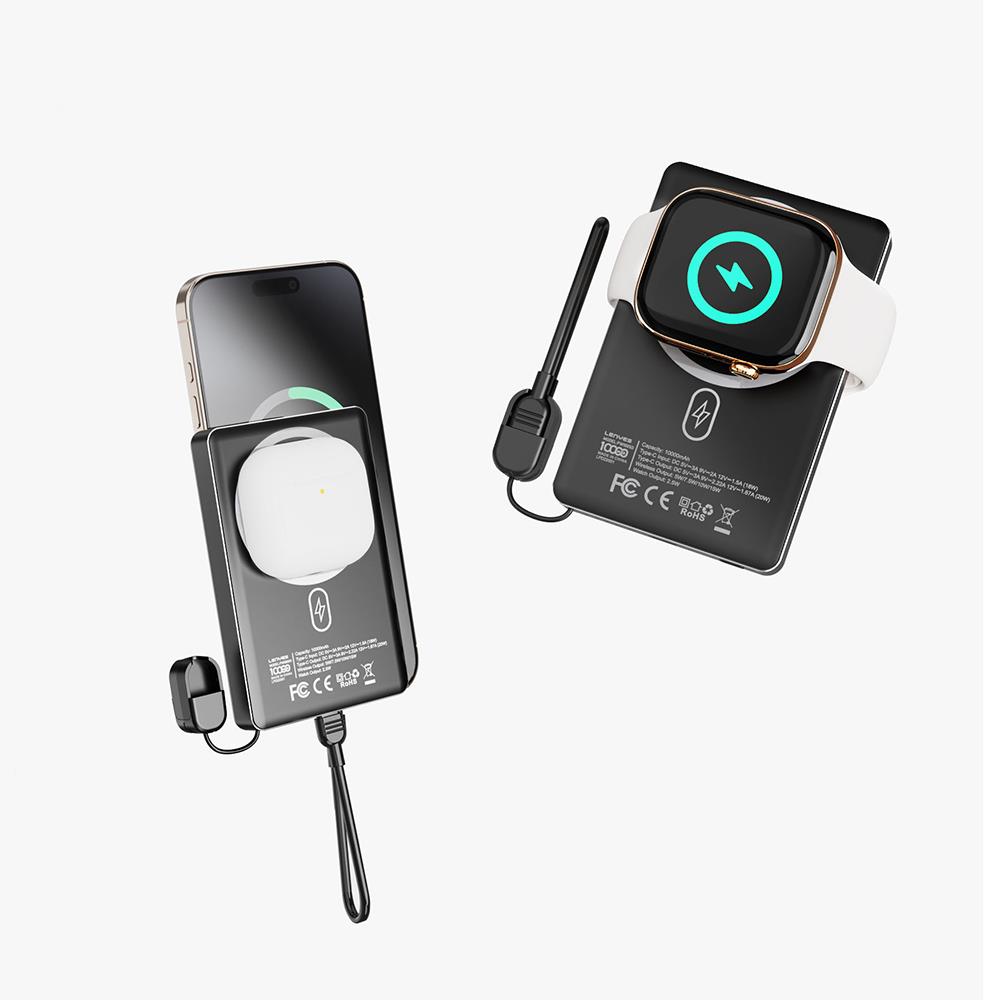 Lenyes PW1005D Standlı Akıllı Saat Kablosuz Şarj Özellikli Wireless Powerbank 20W 10000mAh