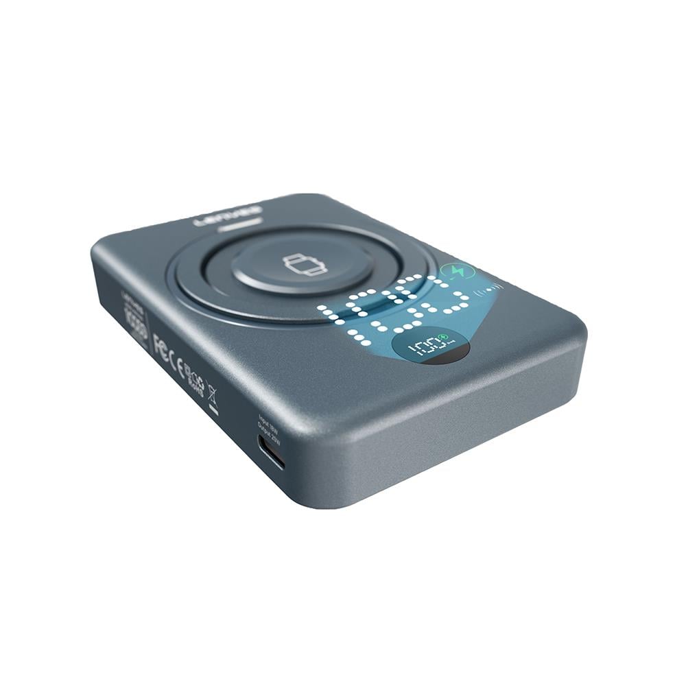 Lenyes PW1010D PD 20W Dijital LED Göstergeli Akıllı Saat Kablosuz Şarj Özellikli Standlı Wireless Powerbank 15W 10000mAh