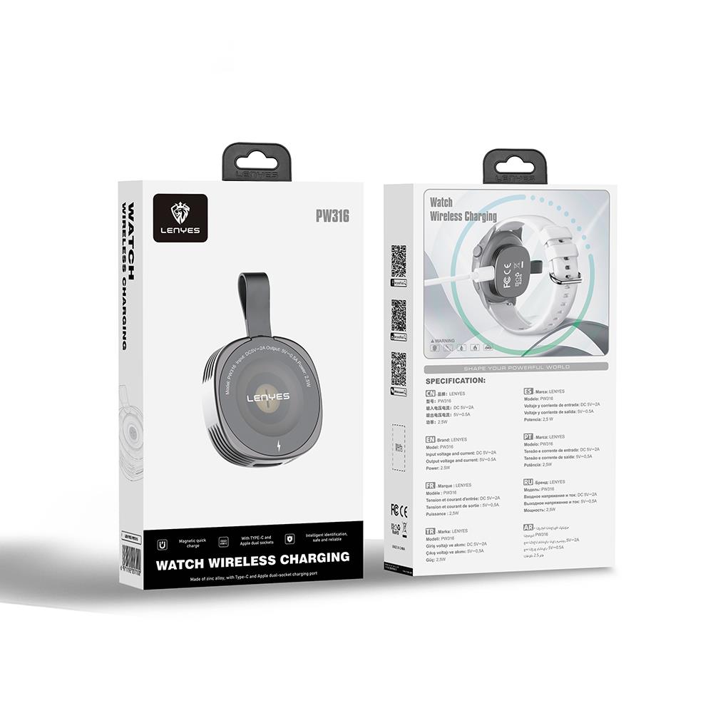 Lenyes PW316 Akıllı Saat Mini Wireless Magnetik Şarj Aleti 2.5W