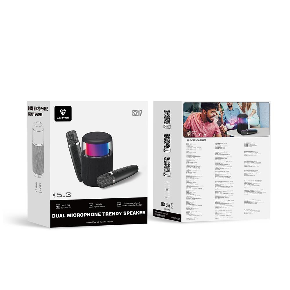 Lenyes S217 RGB Işıklı Karaoke Mikrofonlu Bluetooth Speaker Hoparlör v5.3