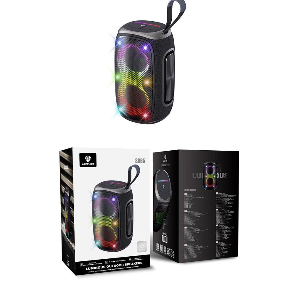 Lenyes S865 Luminous Serisi Su Geçirmez Çoklu Giriş RGB Işıklı TWS Bluetooth Hoparlör v5.3 40W