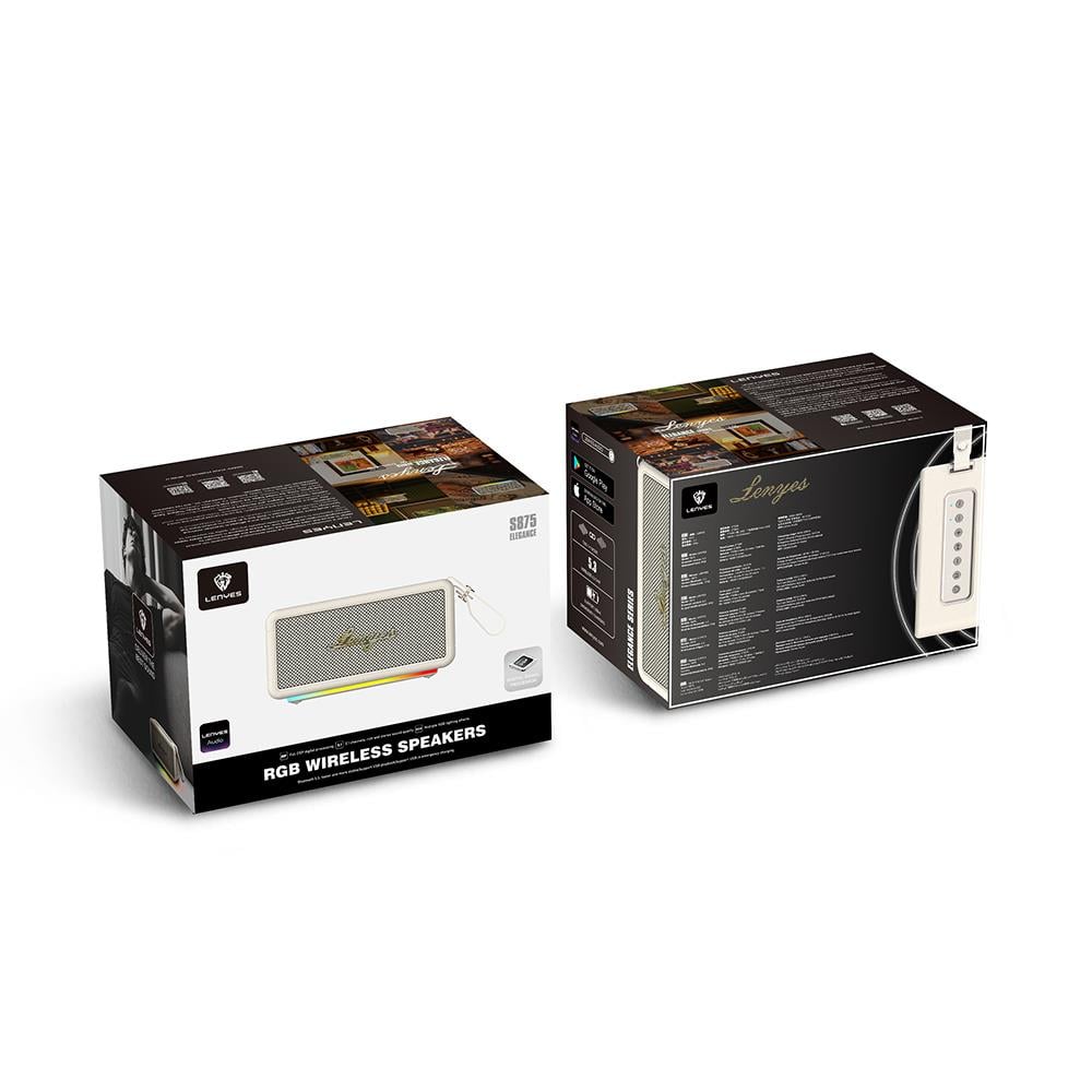 Lenyes S875 Elegance Serisi RGB Işıklı Taşınabilir Su Geçirmez TWS Bluetooth Hoparlör v5.3 40W