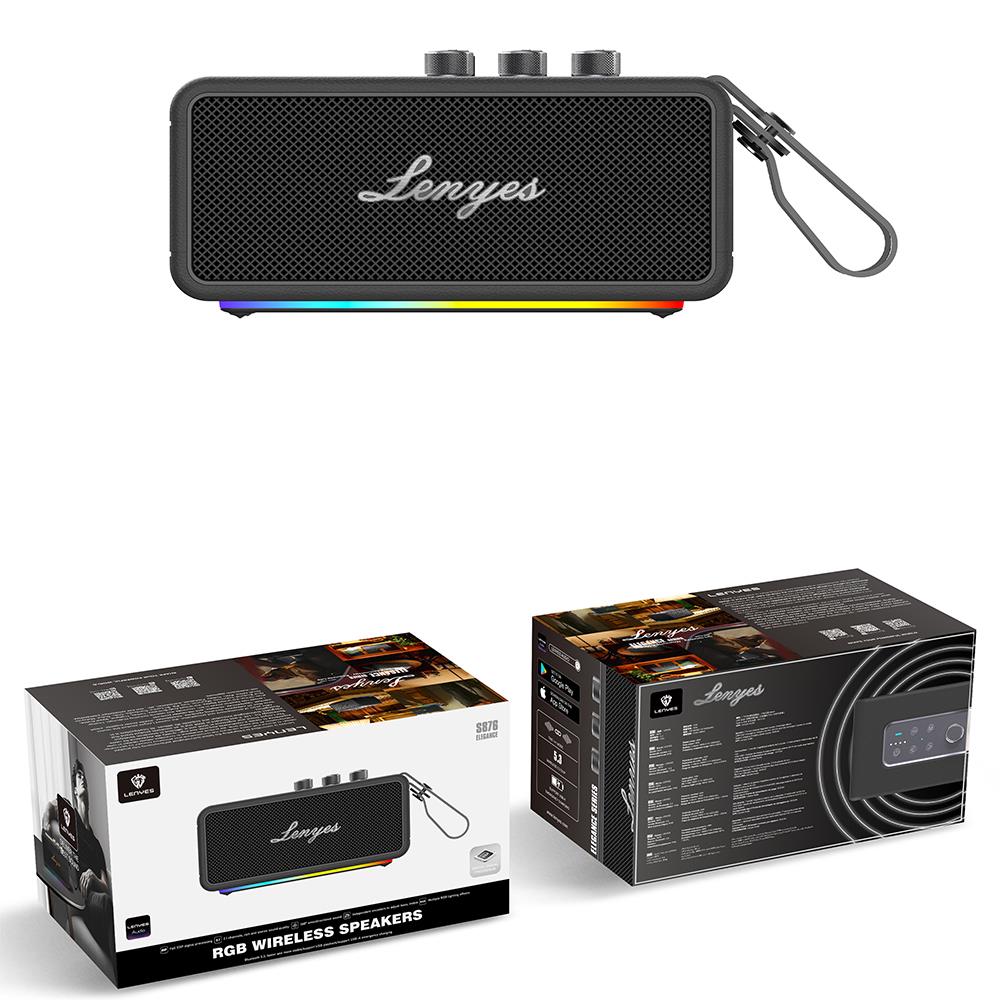 Lenyes S876 Supreme Serisi RGB Işıklı Taşınabilir Su Geçirmez TWS Bluetooth Hoparlör v5.3 45W