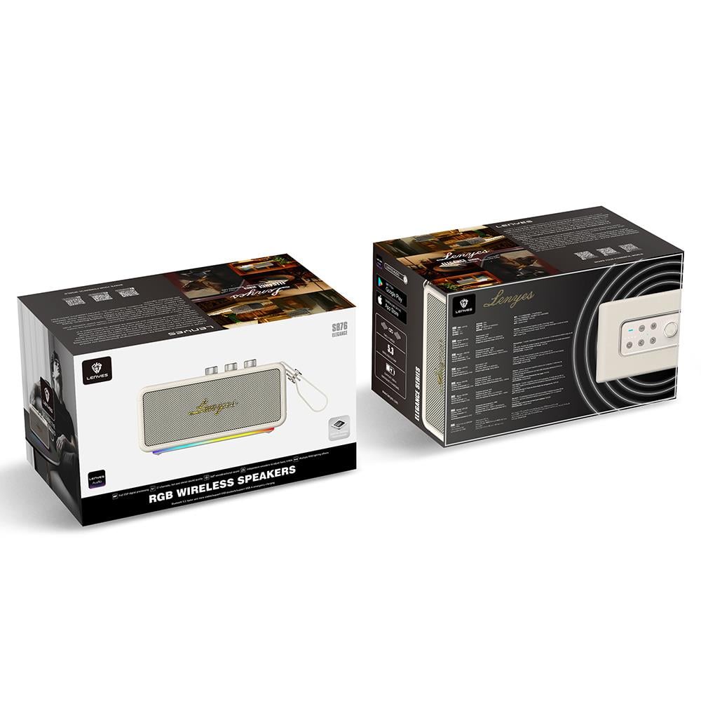 Lenyes S876 Supreme Serisi RGB Işıklı Taşınabilir Su Geçirmez TWS Bluetooth Hoparlör v5.3 45W