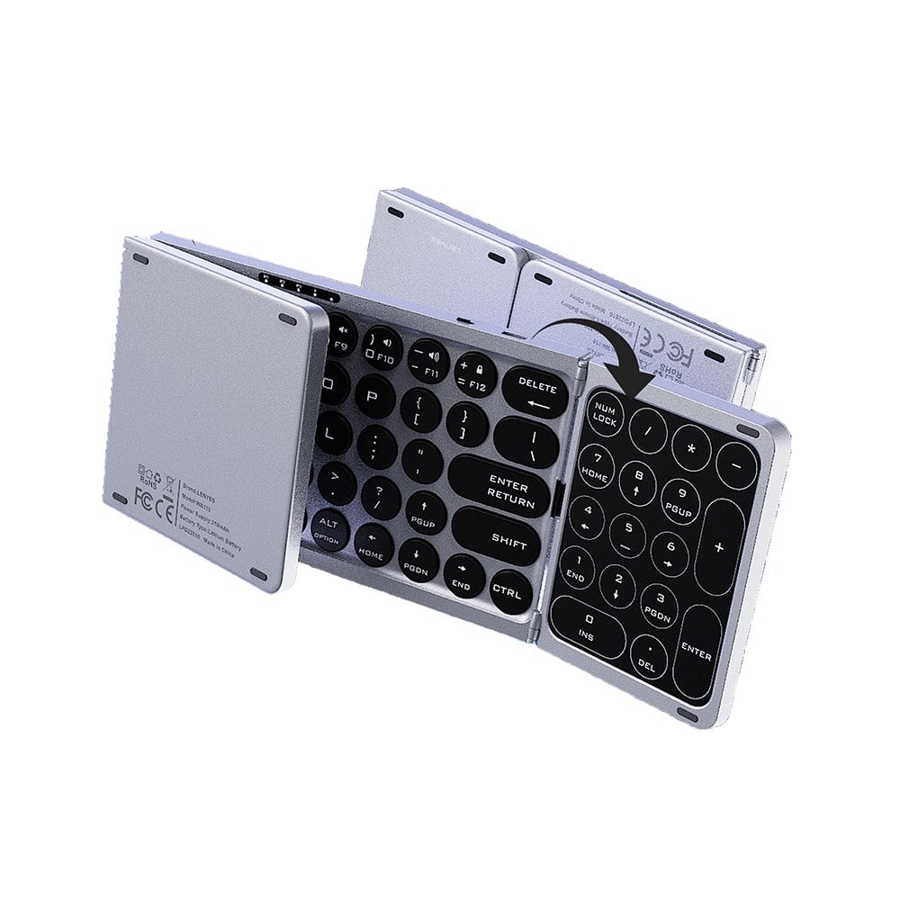 Lenyes WK110 Sessiz Tuş Tasarımlı Num Touch Pad Özellikli Katlanabilir Bluetooth Bağlantılı Kablosuz Klavye