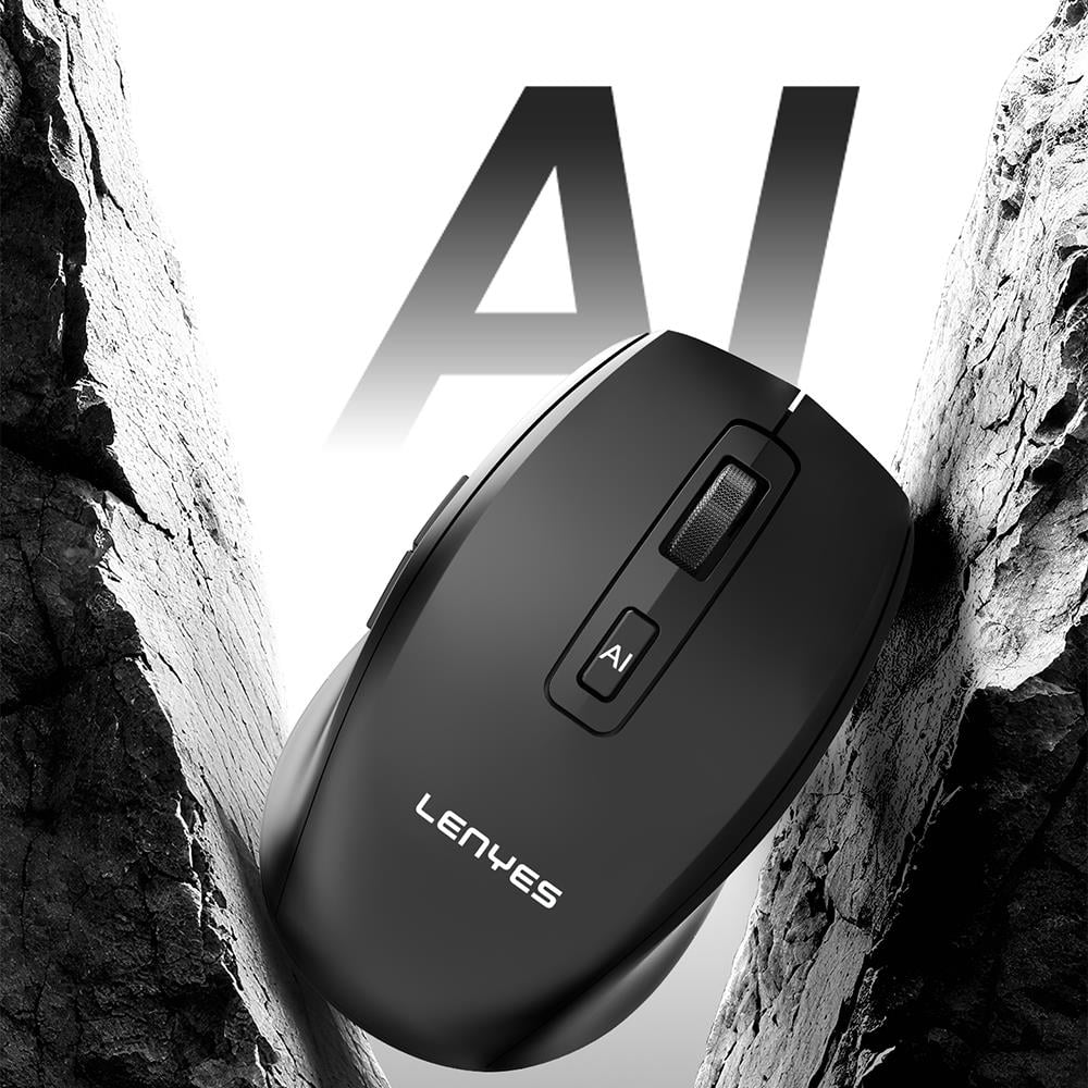 Lenyes WS106 Yapay Zeka Destekli Ergonomik Çift Bluetooth Bağlantılı 2.4G Kablosuz Mouse 500mAh