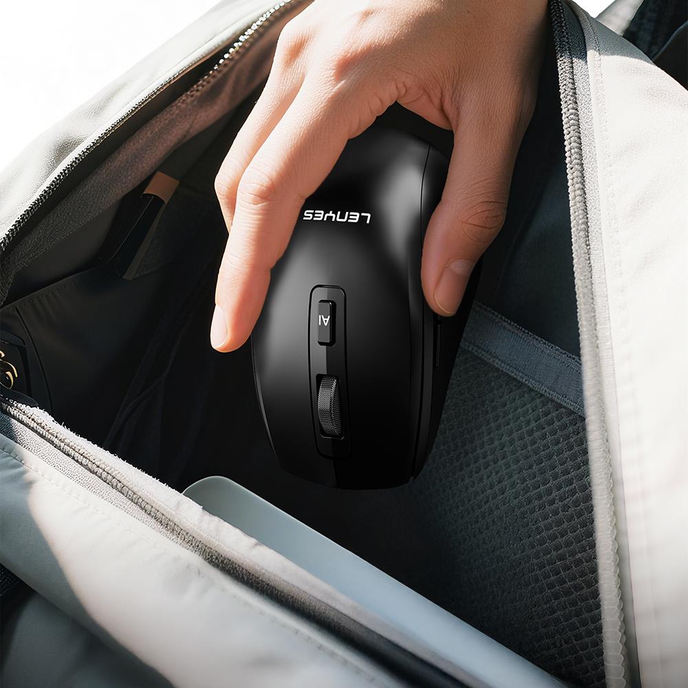 Lenyes WS106 Yapay Zeka Destekli Ergonomik Çift Bluetooth Bağlantılı 2.4G Kablosuz Mouse 500mAh