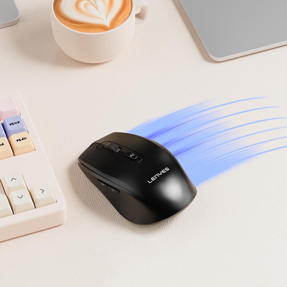 Lenyes WS106 Yapay Zeka Destekli Ergonomik Çift Bluetooth Bağlantılı 2.4G Kablosuz Mouse 500mAh