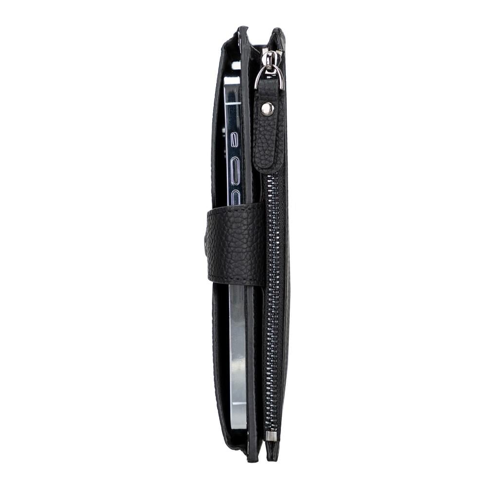 Lozan Strap 6.5 inch Uyumlu Deri Kartlıklı Kılıf ERC1 Siyah