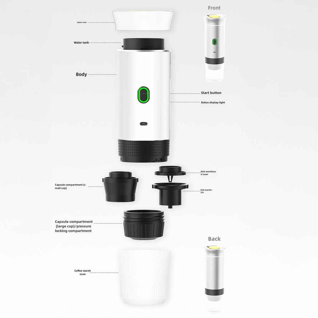 4Berry Taşınabilir Şarjlı Espresso Makinesi Kapsül ve Toz Kahve Uyumlu-CM Pro