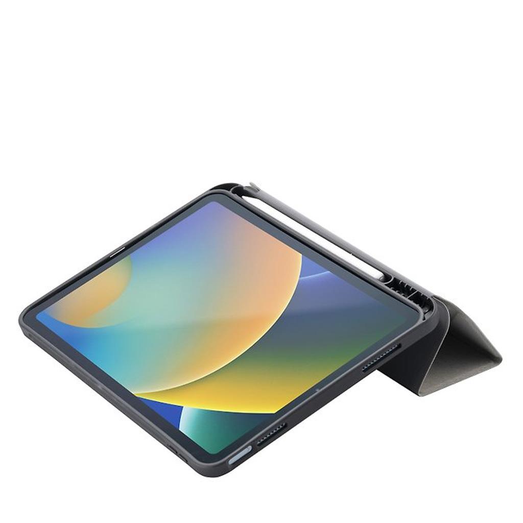 Apple İpad 10.9 2022 Momax FPAP22M Üçgen Katlanabilir Kalem Bölmeli Stand Destekli Deri Görünümlü PU Kapaklı Silikon Kılıf