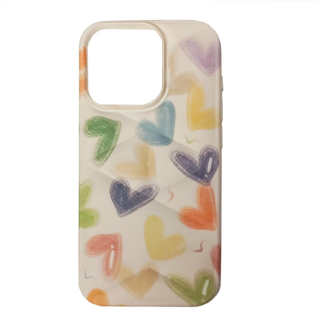 Apple iPhone 15 Pro Pastel Desenli Üçgen Kabartmalı Silikon Kapak