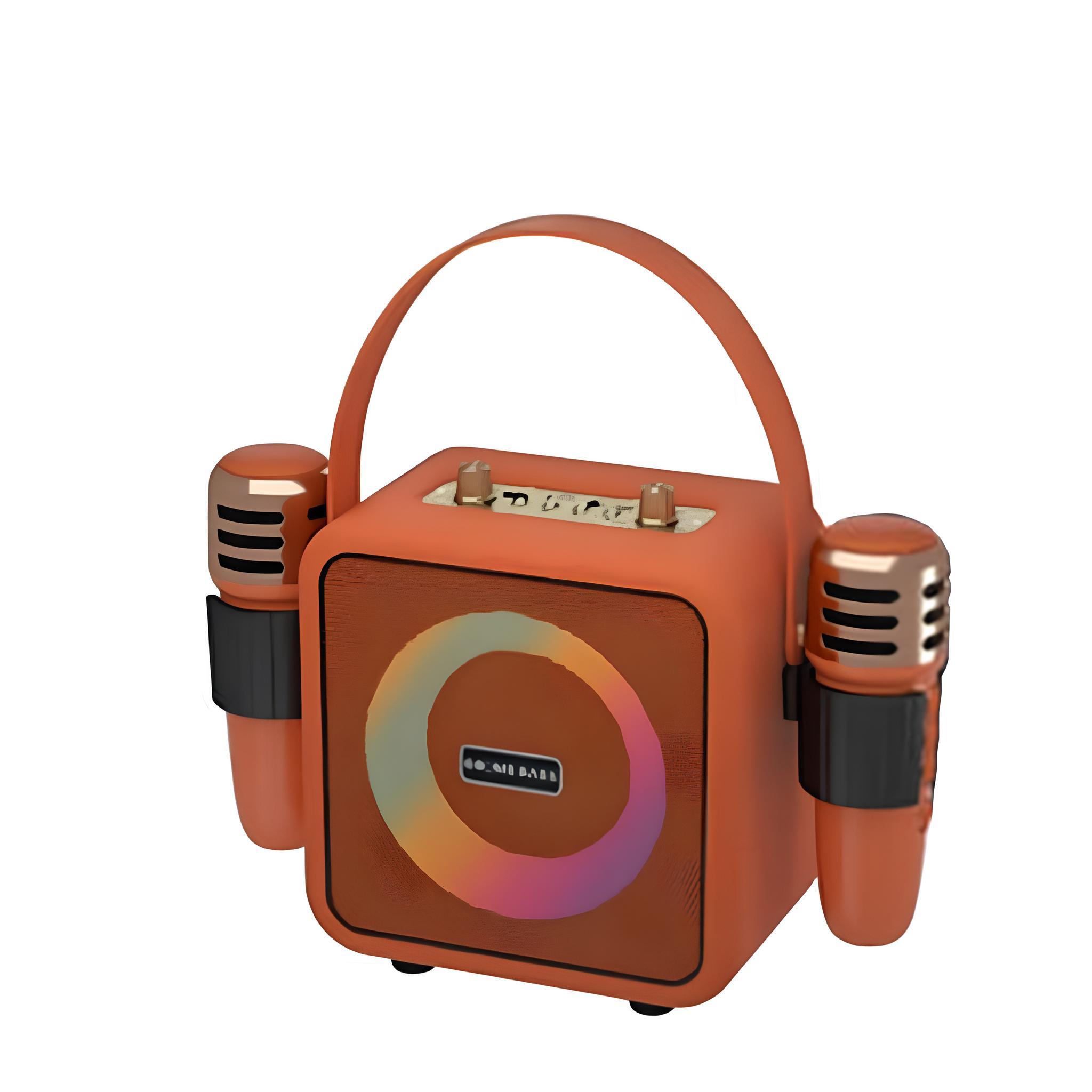 Boom Bass M4101Çift Mikrofonlu Taşınabilir Deri USB / TF Card / Aux / Bluetooth Karaoke Hoparlör
