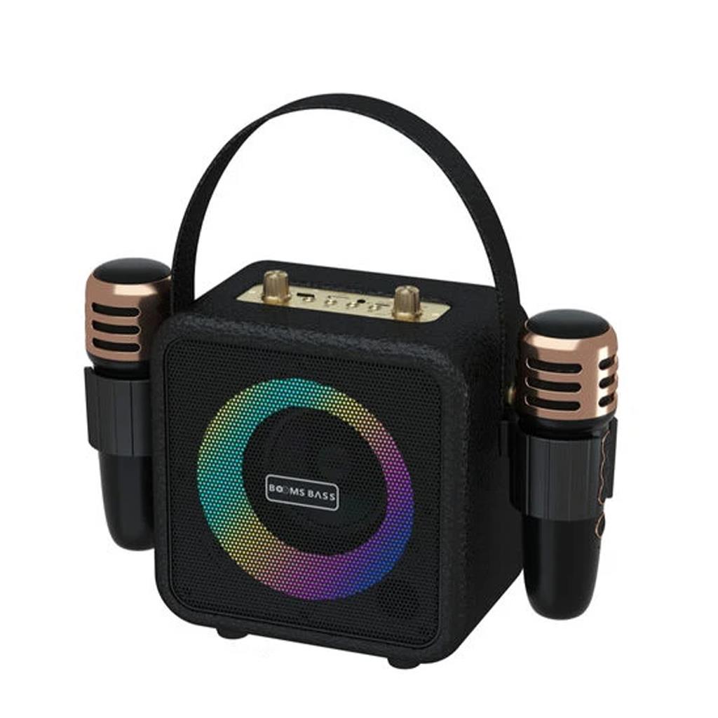 Boom Bass M4101Çift Mikrofonlu Taşınabilir Deri USB / TF Card / Aux / Bluetooth Karaoke Hoparlör