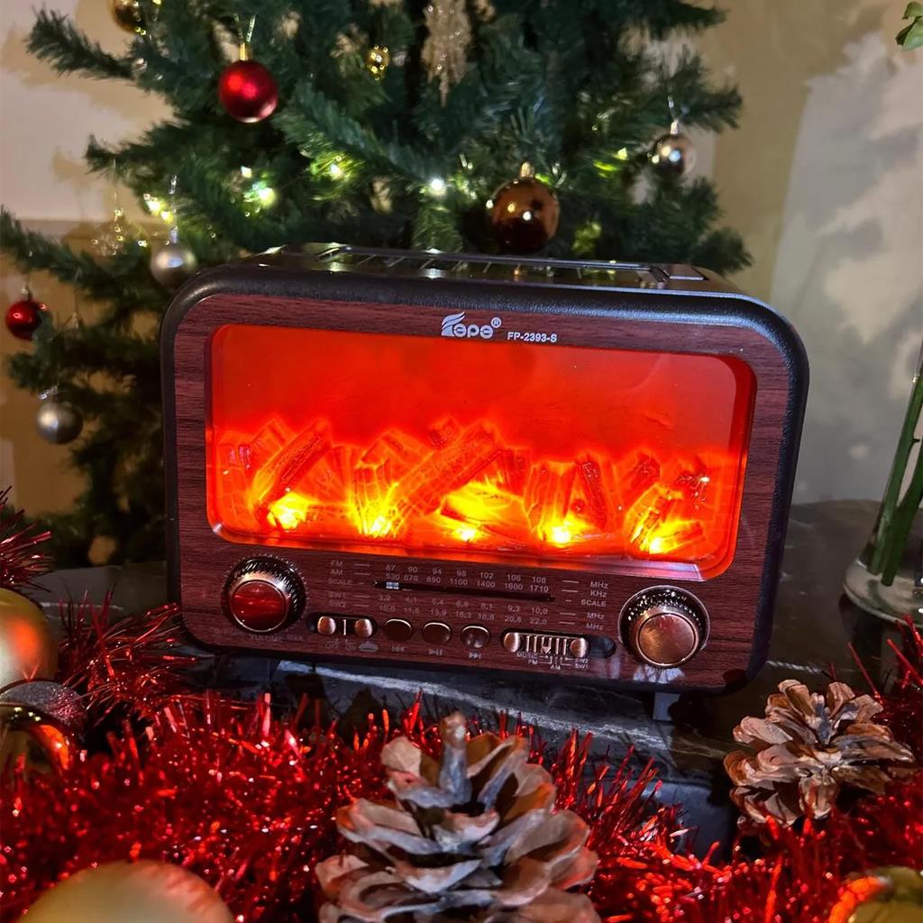 Epe FP-2393-S Şömine Detaylı TF / FM / SW / AM / USB / Bluetooth Destekli Solar Güneş Enerjili Nostaljik Radyo