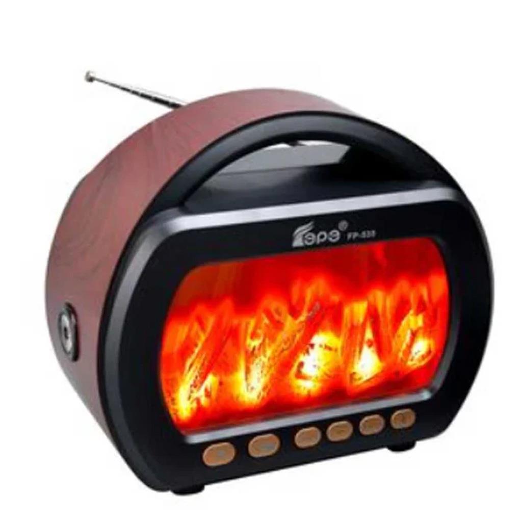 Fepe FP-535 Şömine Efektli Retro Ahşap Görünümlü USB TF Girişli AM/FM/SW1-2 Nostaljik Radyolu Bluetooth Hoparlör