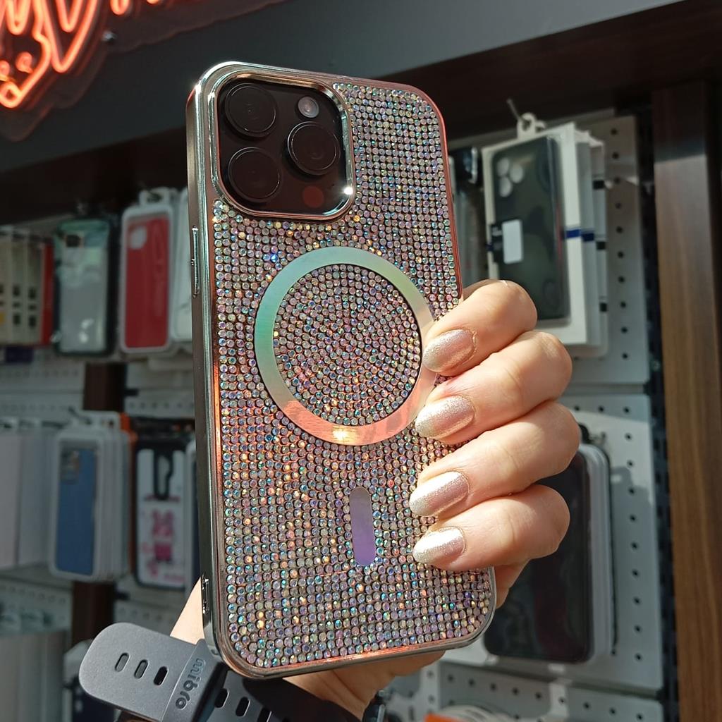 iPhone 14 iBerry Magsafe Taşlı Kılıf