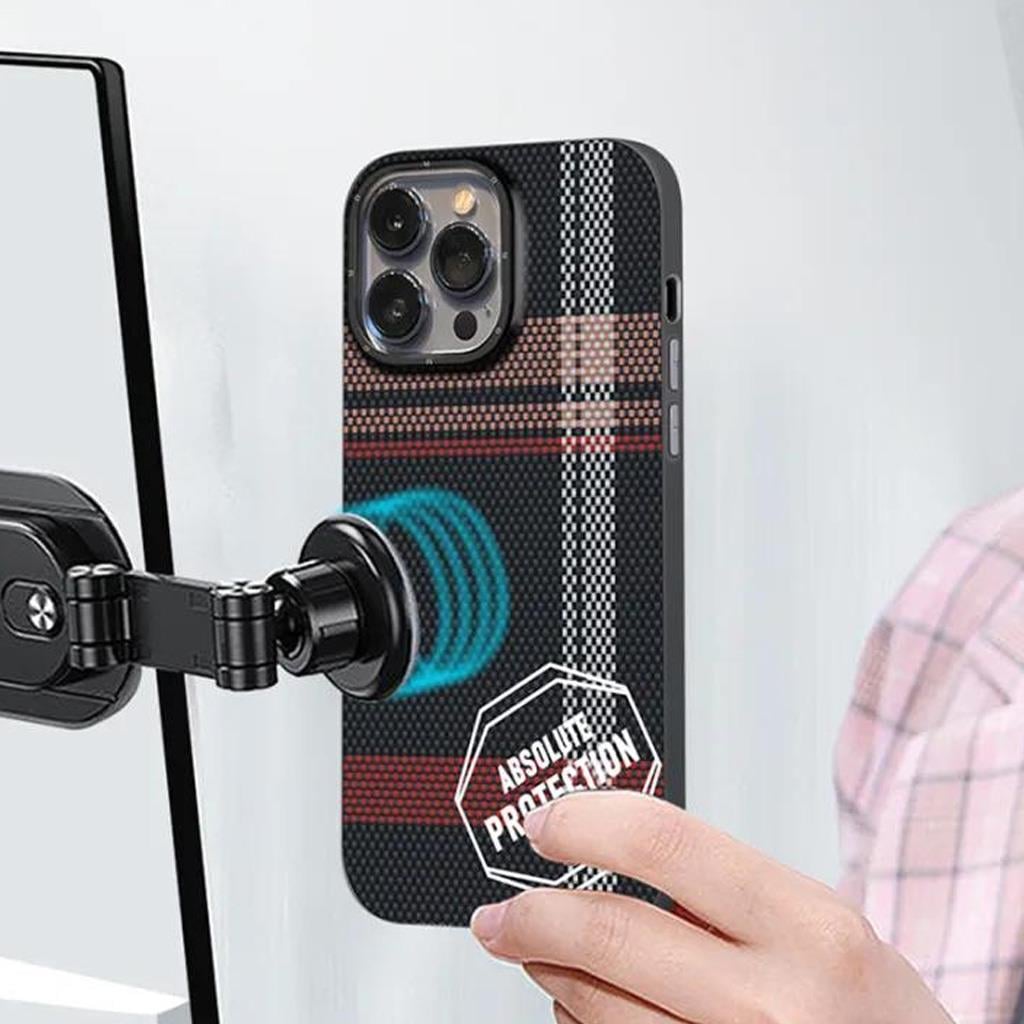iPhone 15 Pro iCemag Absolute Karbon Desenli Sert Kapak