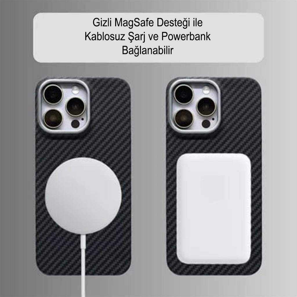 iPhone 15 Pro Magsafe Özellikli Rex Karbon Kapak