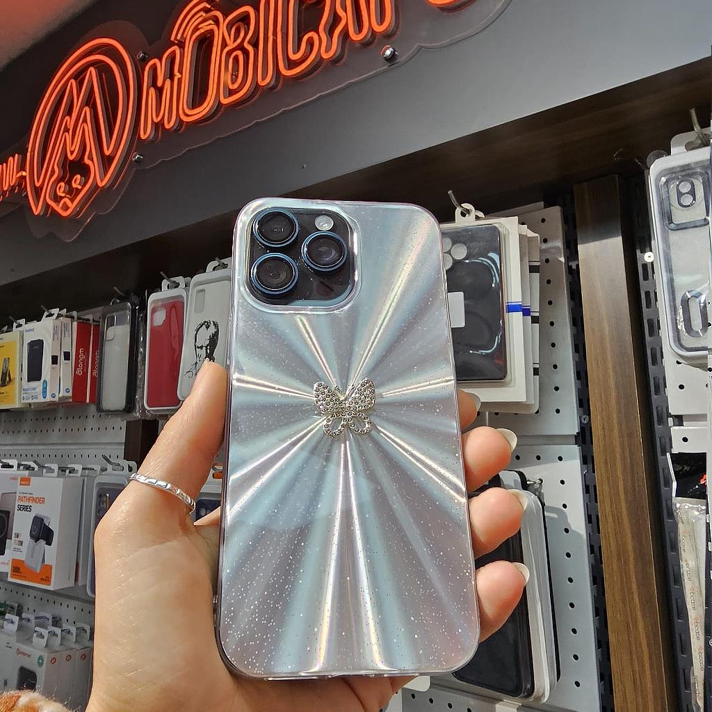 iPhone 15 Pro Max Simli Taş Süslü Hologram Kapak