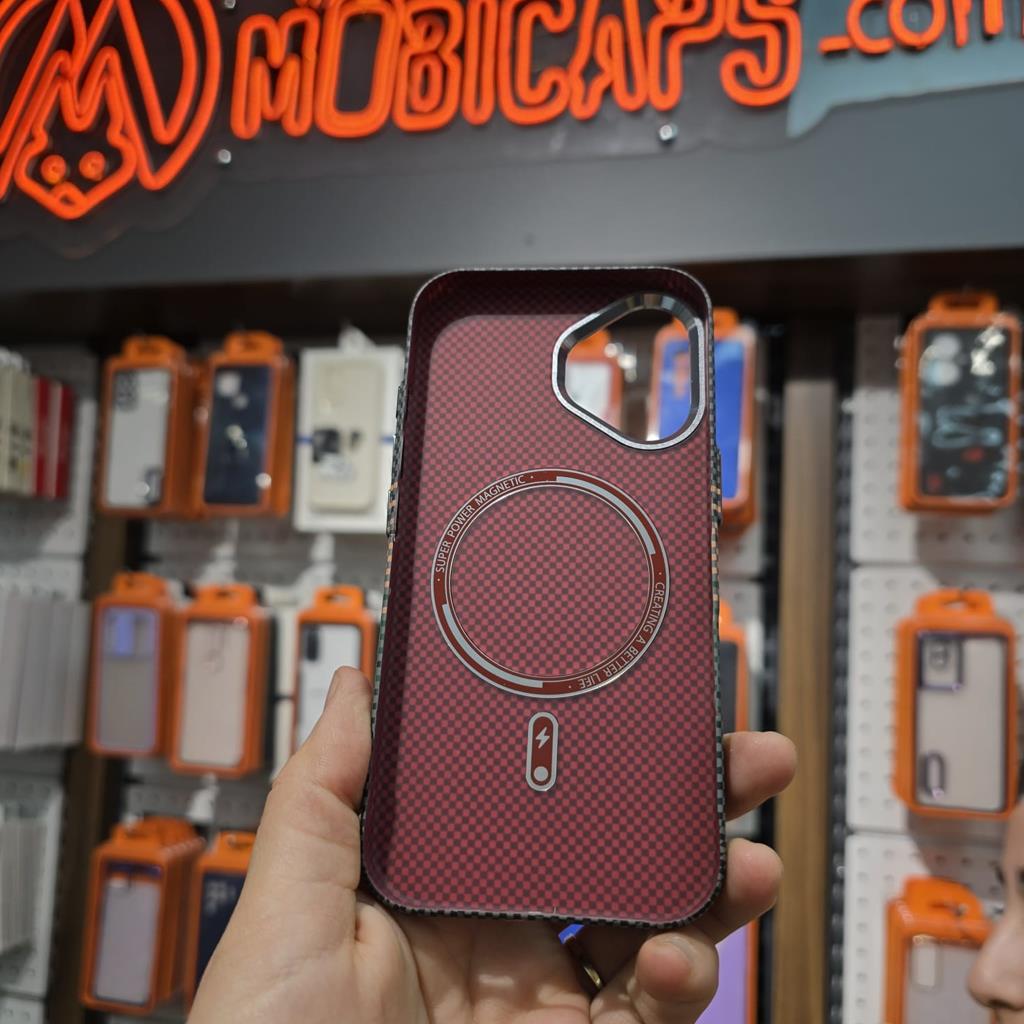 iPhone 16 Pro iCemag Protectiva Kevlar Karbon Magsafe Kılıf