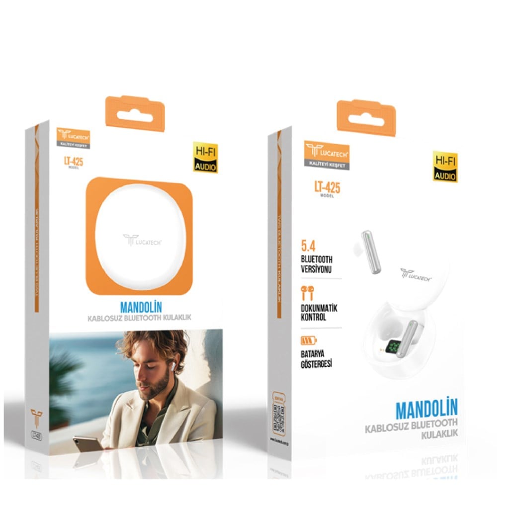 Lucatech LT-425 Mandolin Bluetooth 5.4 Sürgü Kapaklı TWS Kablosuz Kulaklık