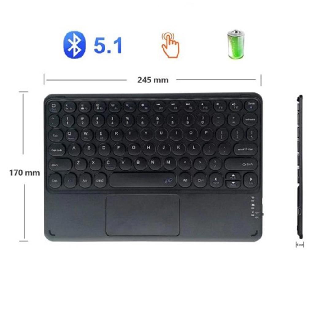 Mobicaps AL-2769 Tablet ve Telefonlar İçin Uyumlu Şarjlı Touchpadli Yuvarlak Tuş Bluetooth Klavye