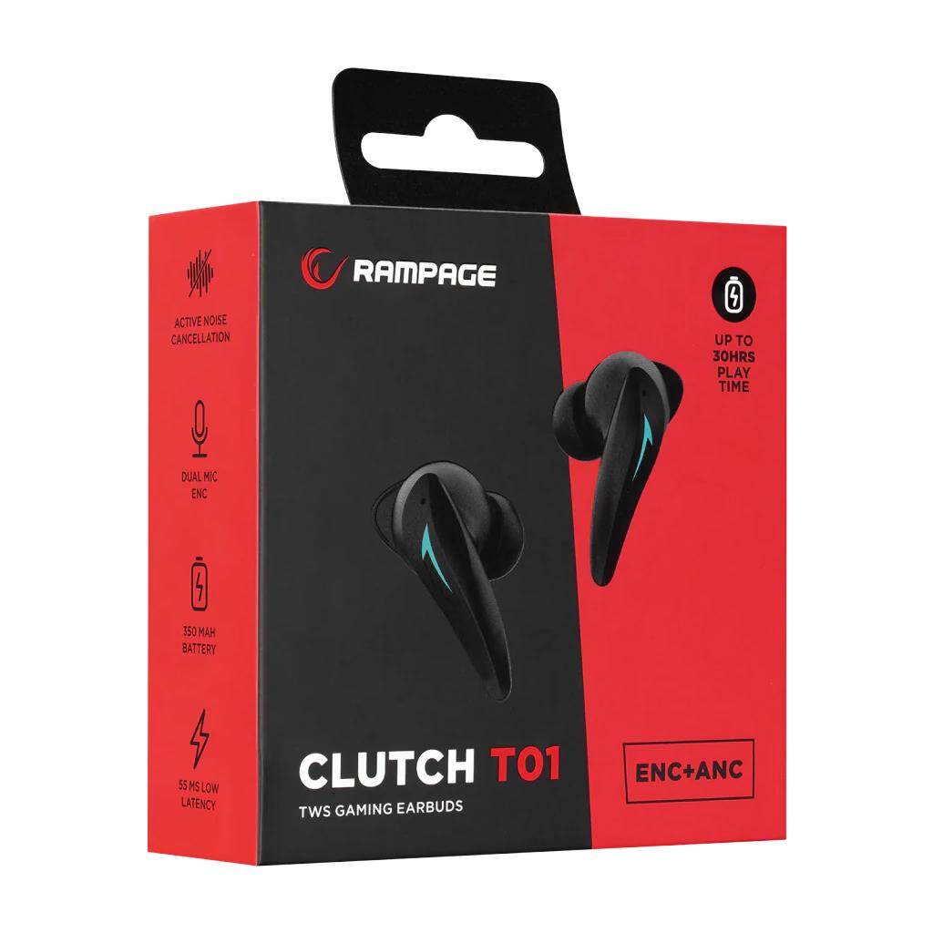 Rampage Clutch T01 4 Mikrofonlu ENC+ANC Oyuncu Bluetooth V5.3 TWS Kablosuz Kulaklık