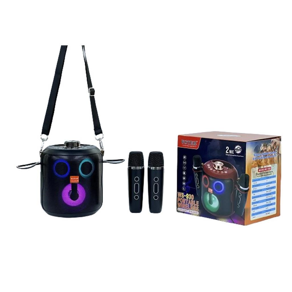 Wster WS-930 USB / TF Card / Aux / Bluetooth Ses Ayarlanabilir Çift Mikrofonlu Karaoke Hoparlör