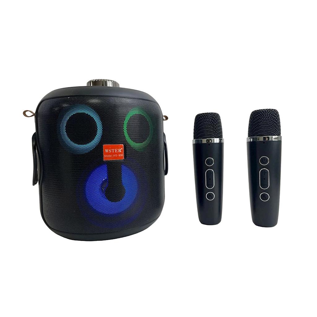 Wster WS-930 USB / TF Card / Aux / Bluetooth Ses Ayarlanabilir Çift Mikrofonlu Karaoke Hoparlör