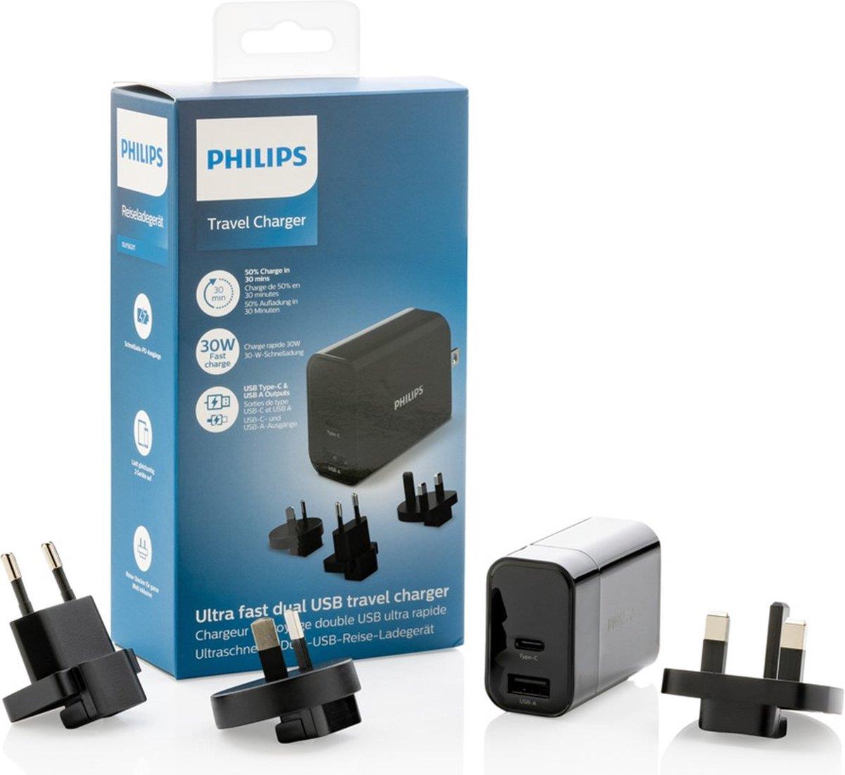 ŞARJ CİHAZI Philips DLP2621T/00 USB-A & USB-C 30W PD Uluslararası Seyahat Tipi Hızlı Şarj Cihazı