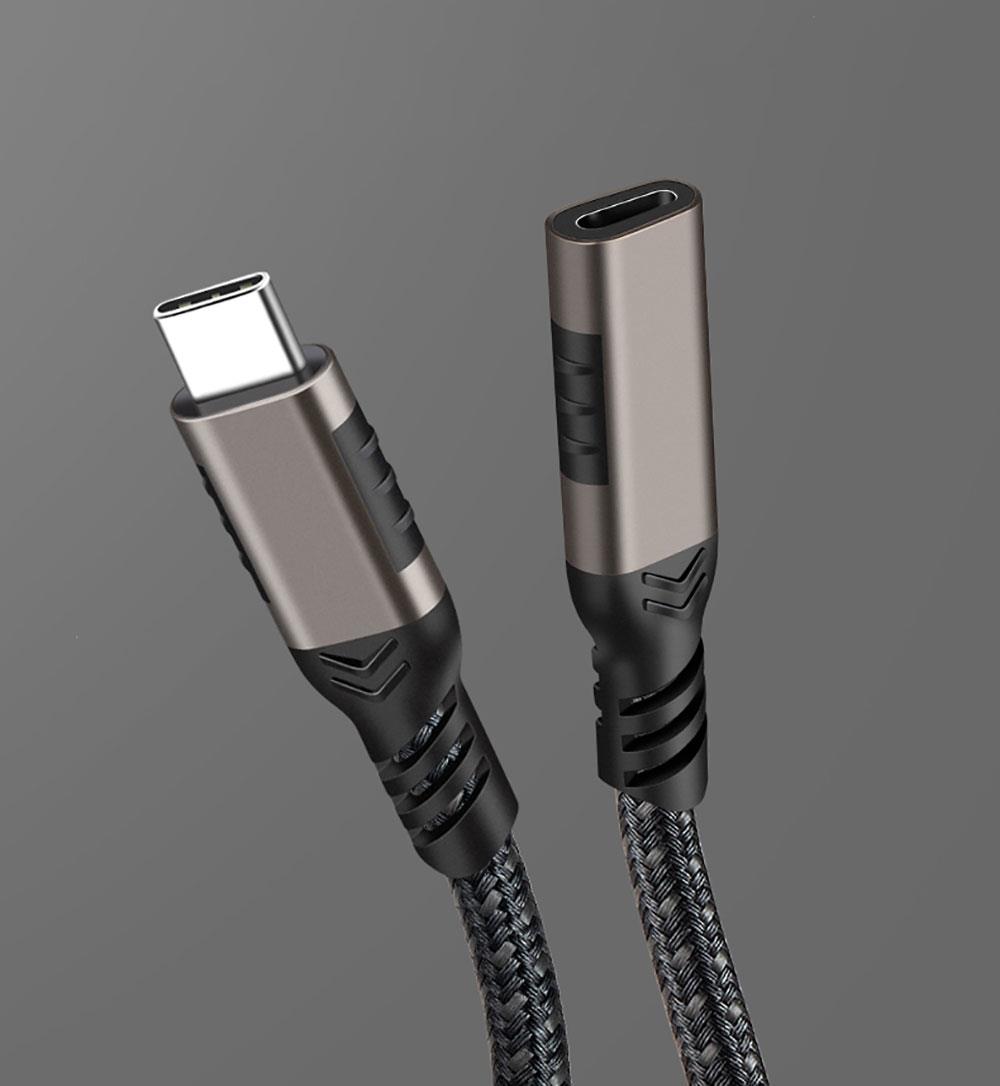 Qgeem Extension USB3.2 Type-C PD Uzatma Kablosu 100W 20Gbps 4K@60Hz 3 Metre