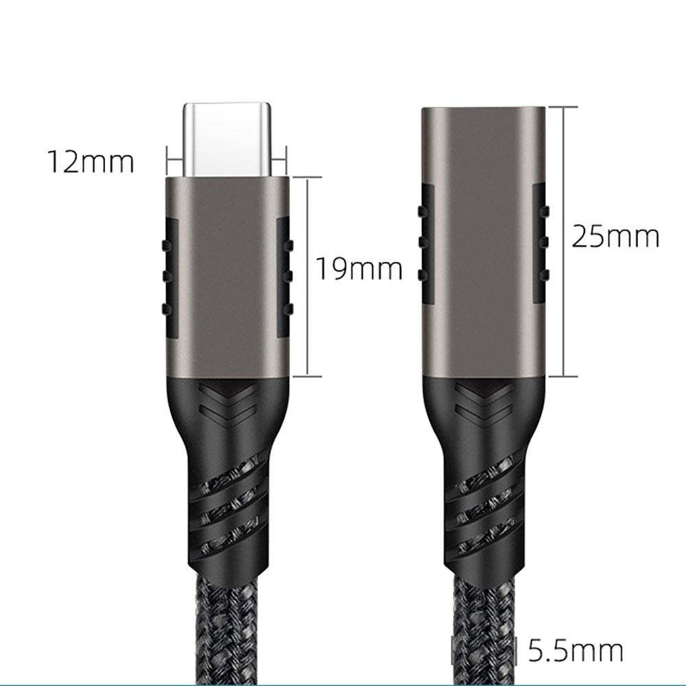 Qgeem Extension USB3.2 Type-C PD Uzatma Kablosu 100W 20Gbps 4K@60Hz 3 Metre