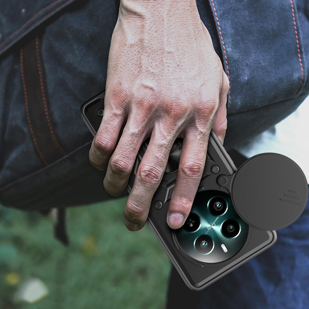 Realme 12 Plus Kılıf Magnetik Standlı Kamera Korumalı Zore Sürgülü Vega Kapak