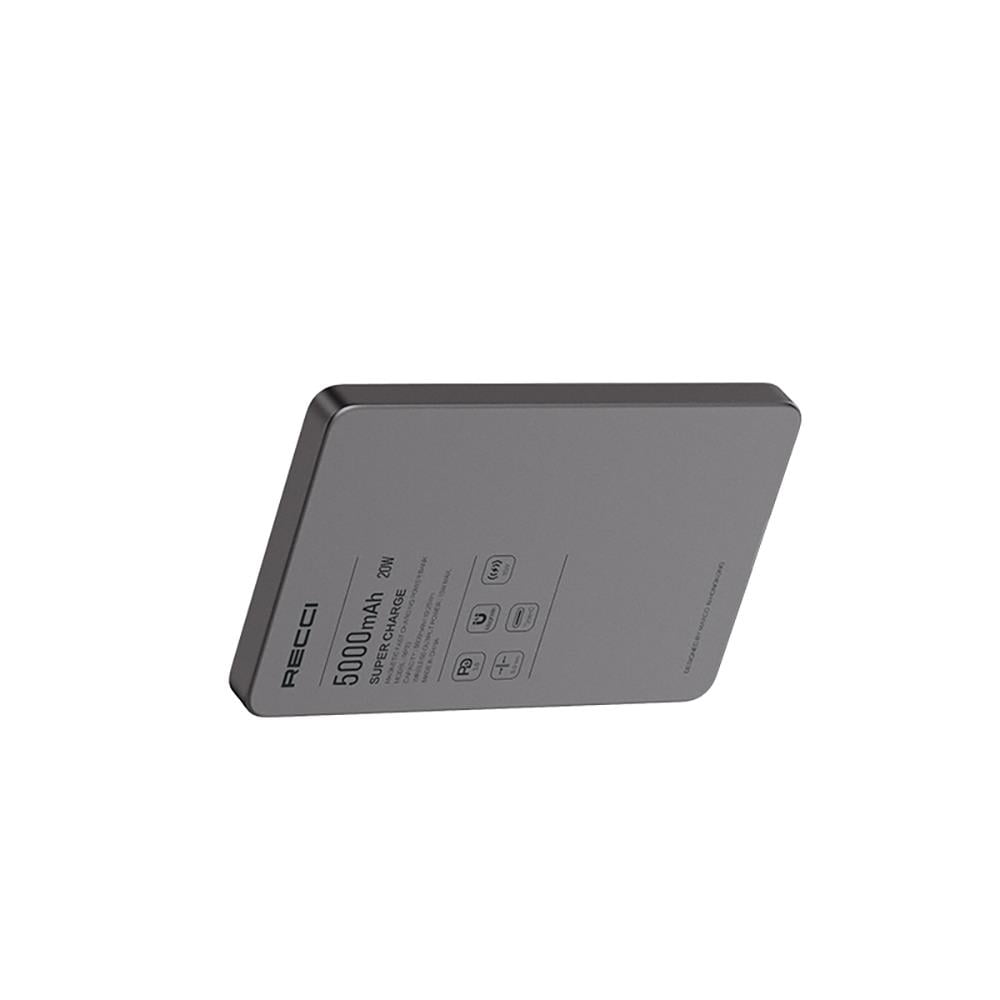 Recci RP33 PD 20W Ultra İnce Led Göstergeli Hızlı Şarj Özellikli Wireless Powerbank 15W 5000mAh