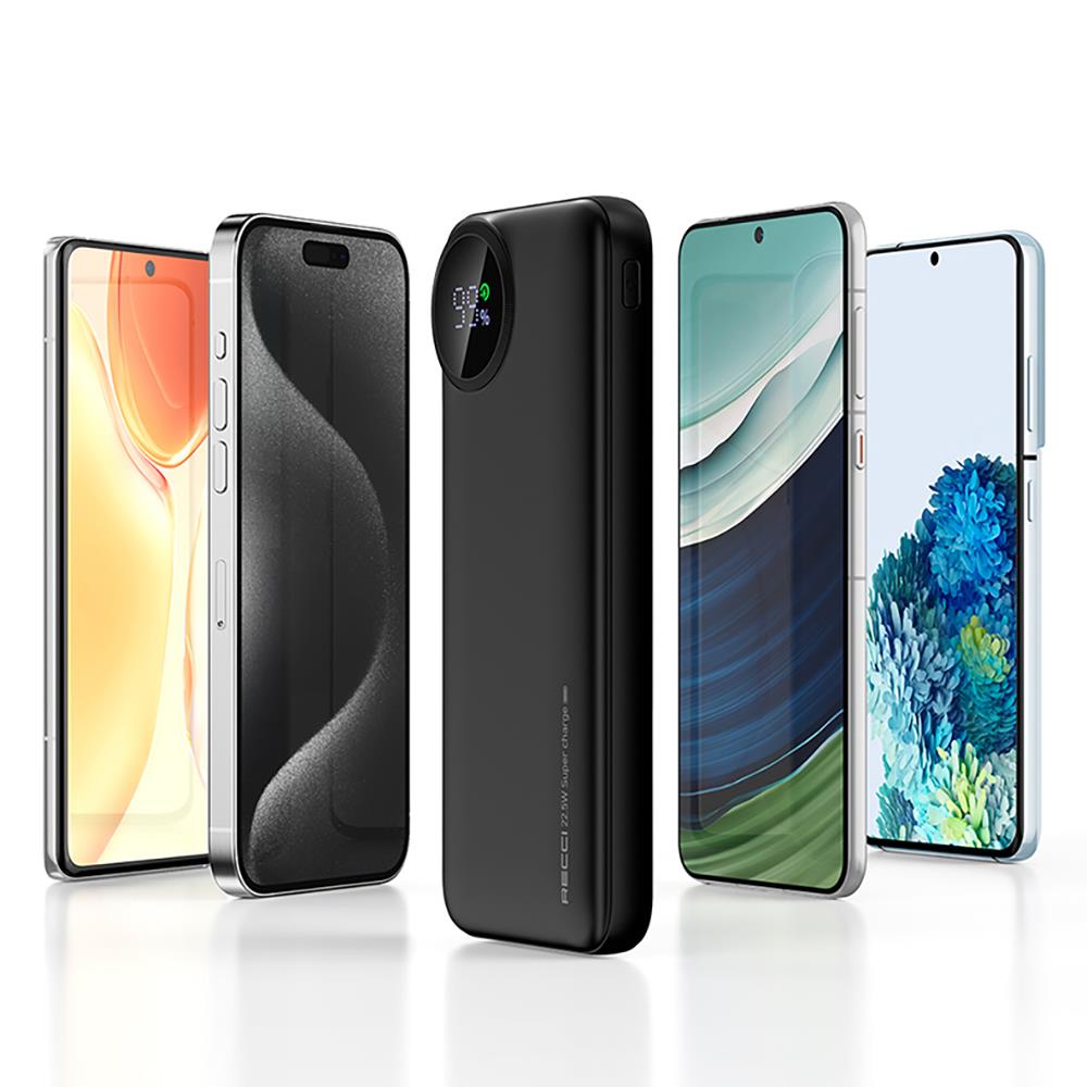 Recci RPB-P48 PD 20W Dijital LED Göstergeli Hızlı Şarj Özellikli Taşınabilir Powerbank 22.5W 10000mAh