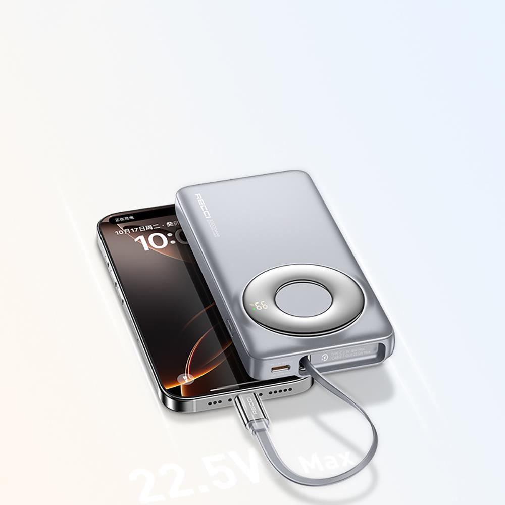 Recci RPB-P58 PD Hızlı Şarj Özellikli Type-C Kablolu Powerbank 22.5W 10.000mAh